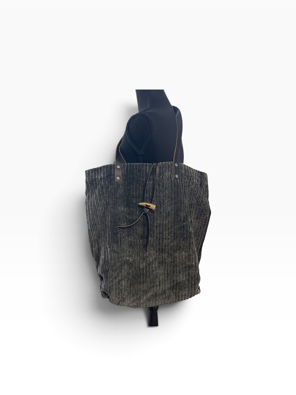 We The Free Charcoal Ribbed Tote with Toggle